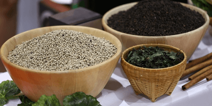 Food ingredients in bowls 