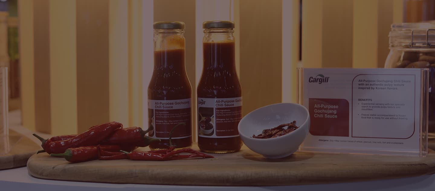 bottles of all-purpose gochujang chilli sauce made by Cargill