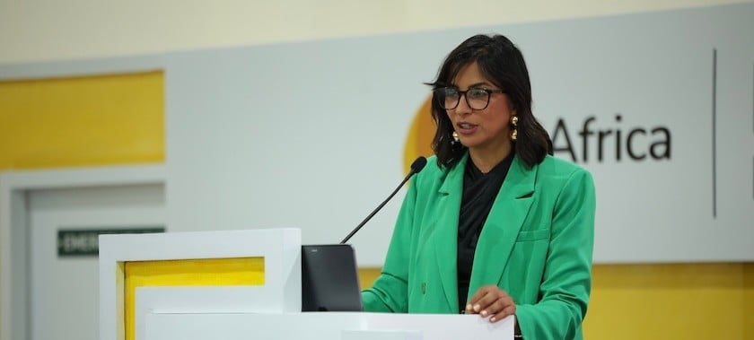 Speaker on stage at Fi Africa