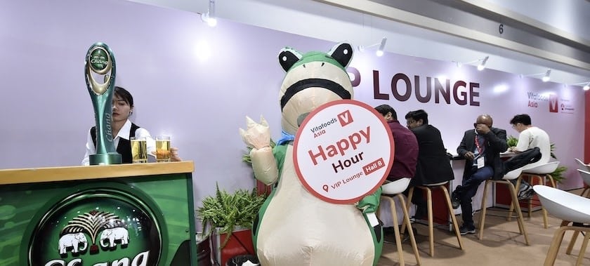 mascot at happy hour bar