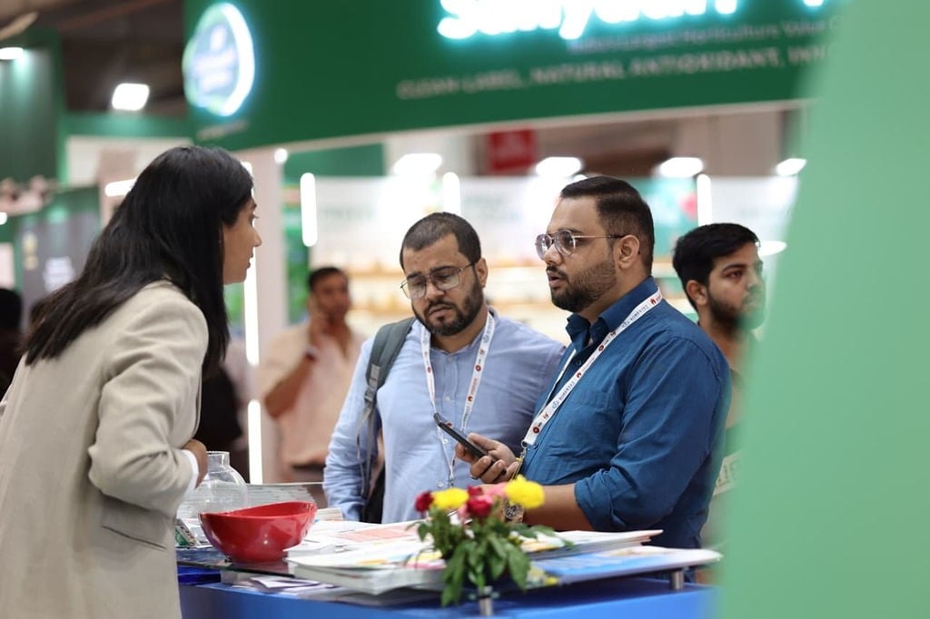 Attendees interacting