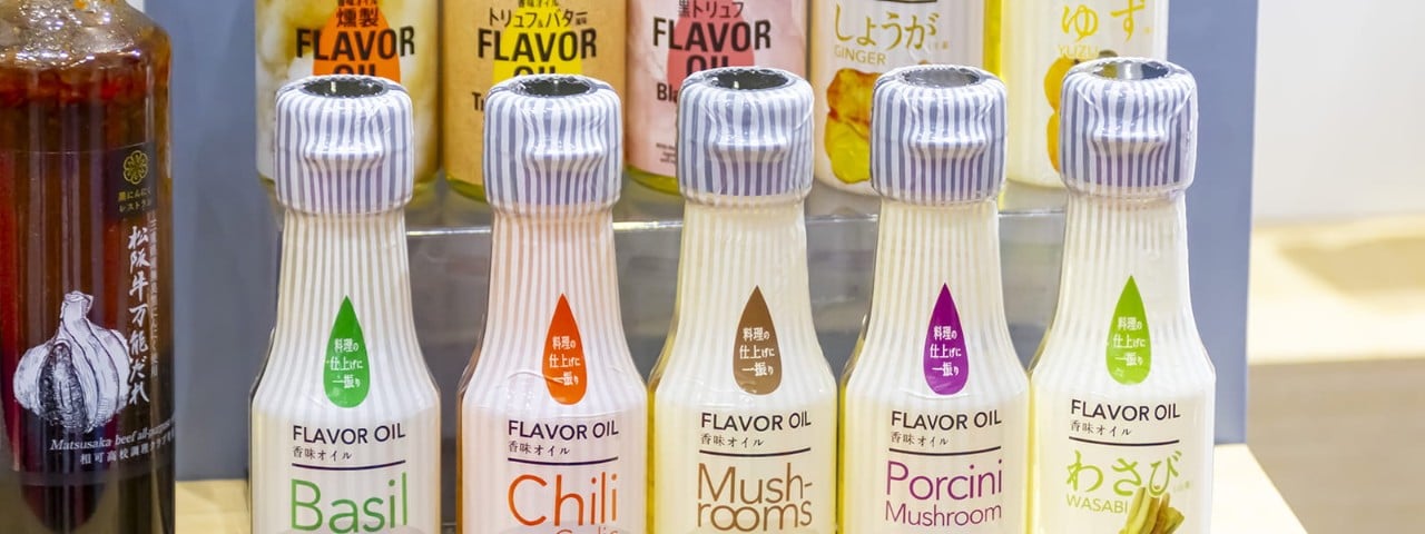 multi-colour product bottles at Hi Japan