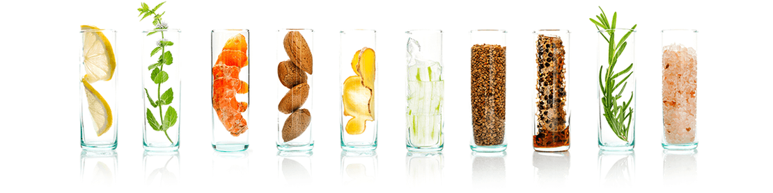 Various glasses with beverages 